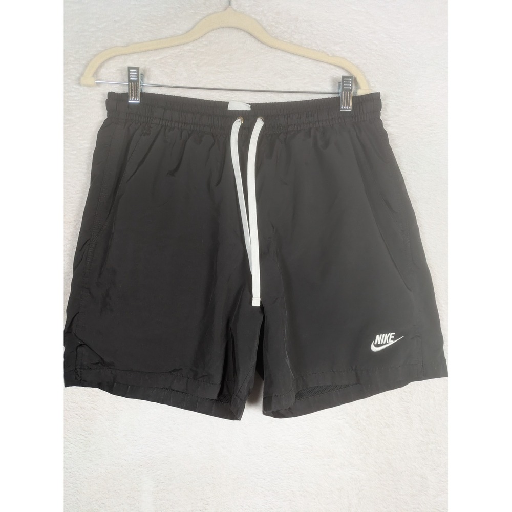 Nike Athletic Shorts Men's Large Black Embroidered Swoosh Mesh Lined 5in Inseam